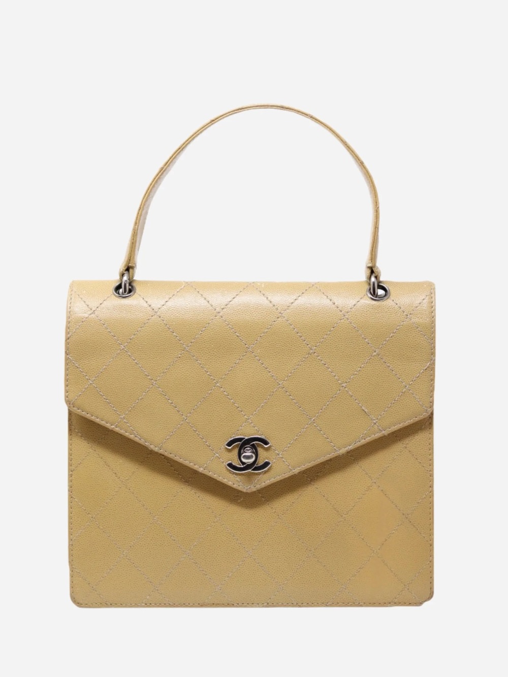 Pre-Owned CHANEL Beige Wild Stitch Kelly Top Handle Bag
